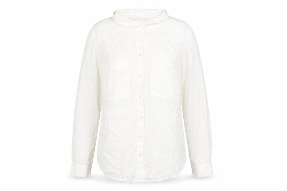 Classic Womens White Viscose Basic Button-Up Size 12 Collared