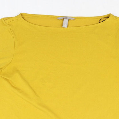 H&M Womens Yellow Polyester Basic Blouse Size M Round Neck