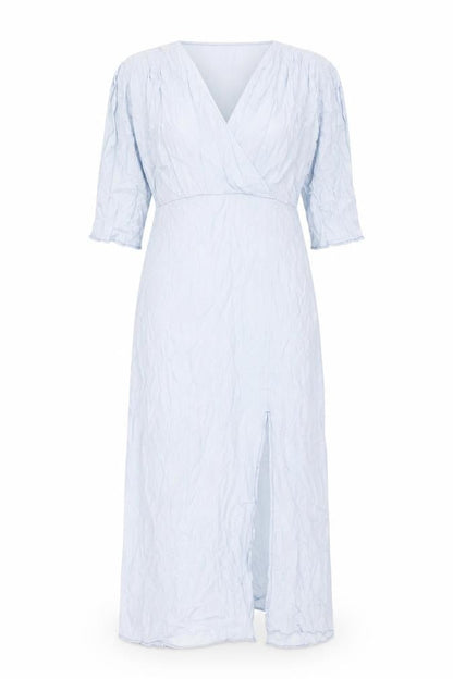 Zara Womens Blue Polyester Maxi Size L V-Neck Pullover - Front Slit
