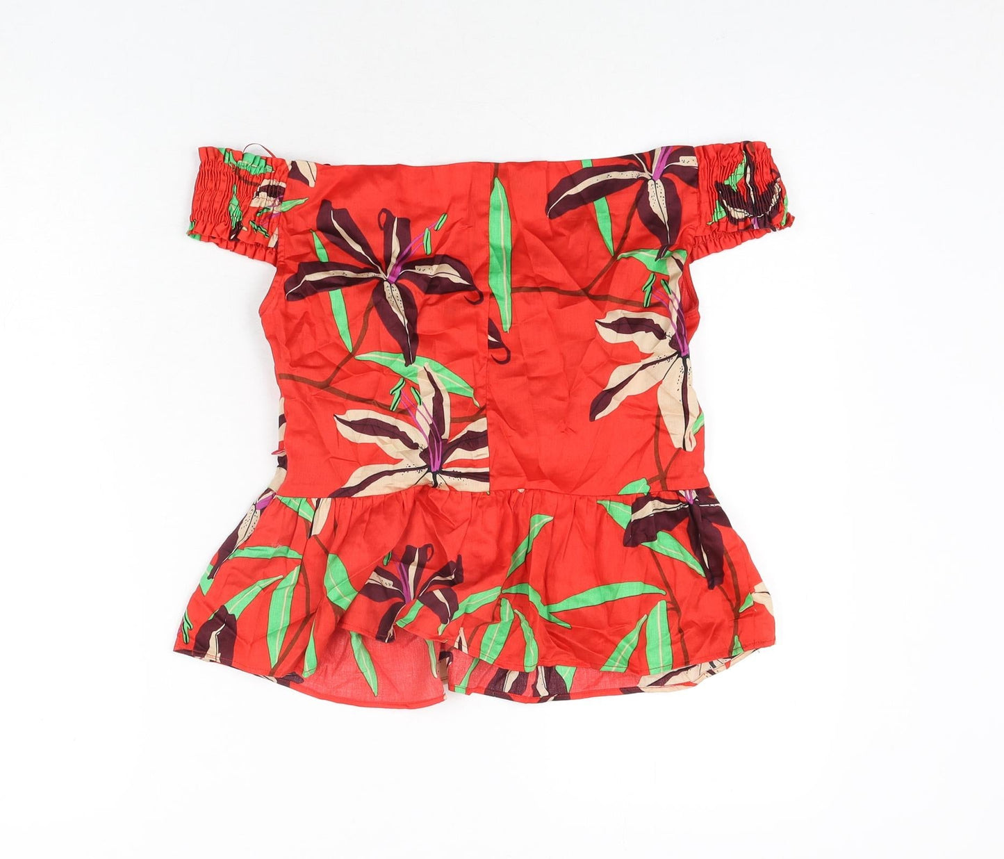 Womens UK Size L Zara Red Basic Blouse