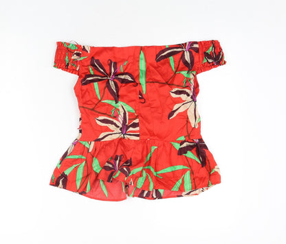 Womens UK Size L Zara Red Basic Blouse