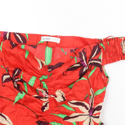Womens UK Size L Zara Red Basic Blouse