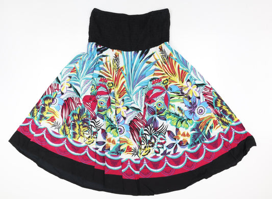 Pistachio Womens Multicoloured Cotton Fit & Flare Size L Square Neck Pullover - Floral Print