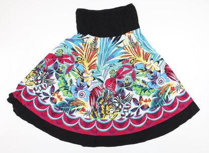 Pistachio Womens Multicoloured Cotton Fit & Flare Size L Square Neck Pullover - Floral Print