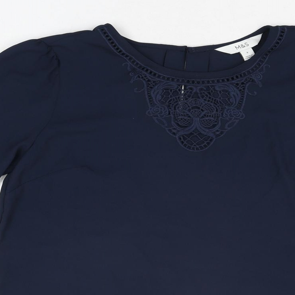 Womens UK Size 8 Marks and Spencer Blue Basic Blouse