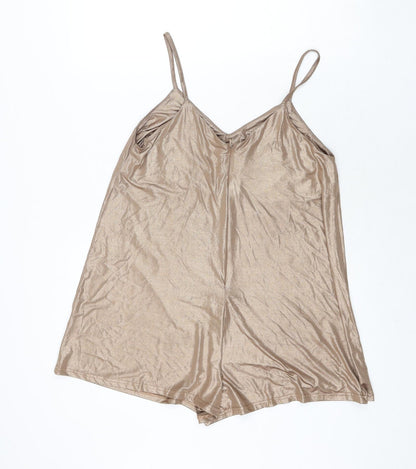 Glamorous Womens Gold Polyester Romper One-Piece Size S Pullover