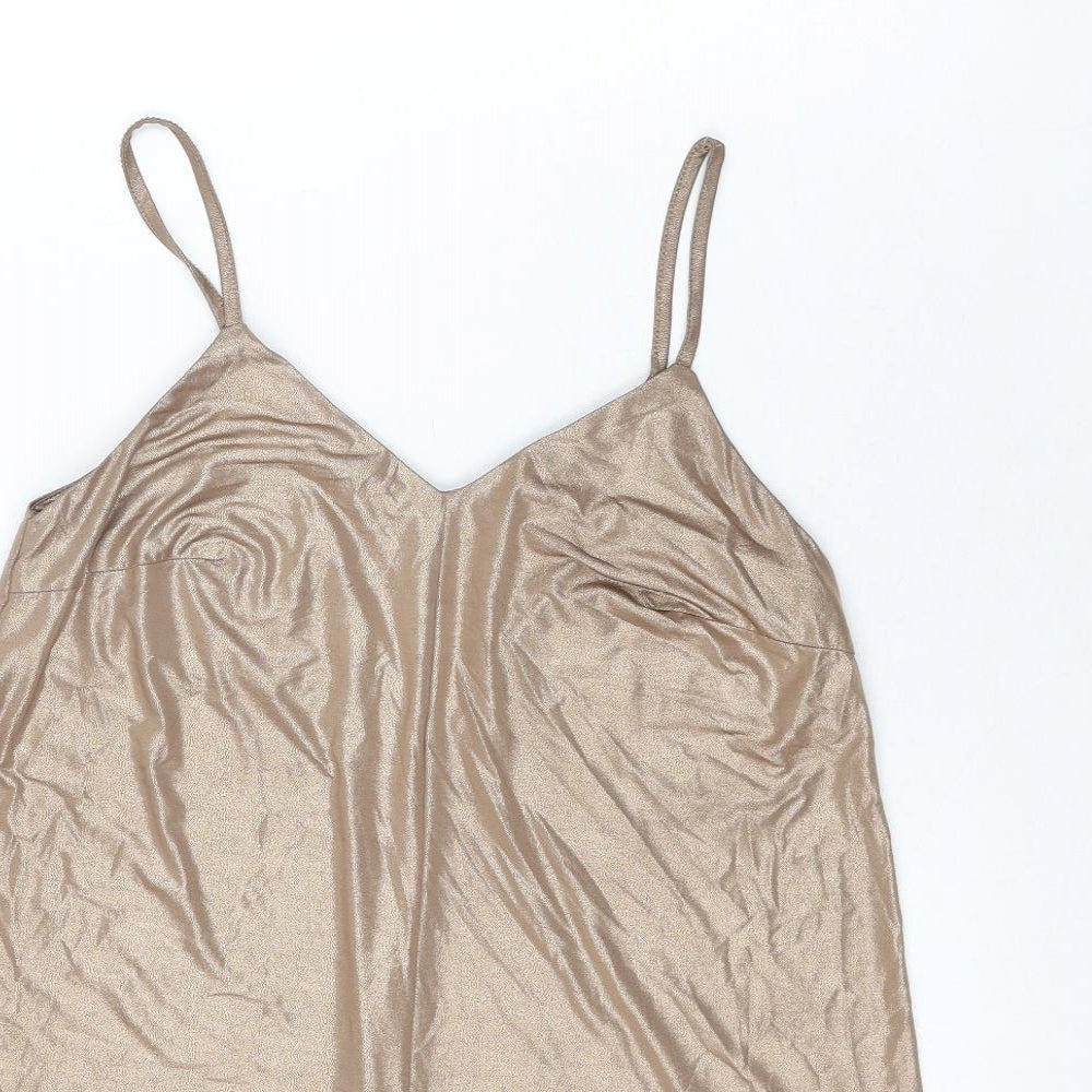 Glamorous Womens Gold Polyester Romper One-Piece Size S Pullover