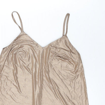 Glamorous Womens Gold Polyester Romper One-Piece Size S Pullover