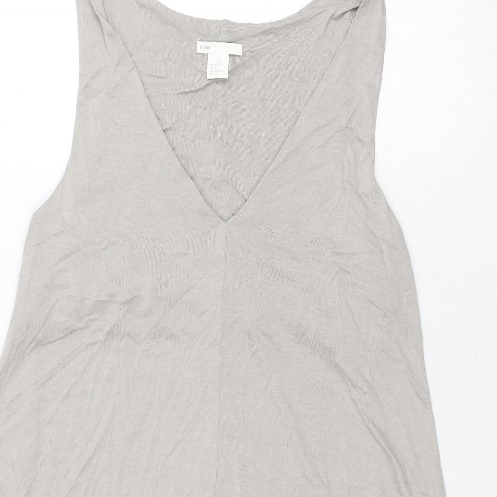 H&M Womens Grey Viscose A-Line Size S V-Neck Pullover