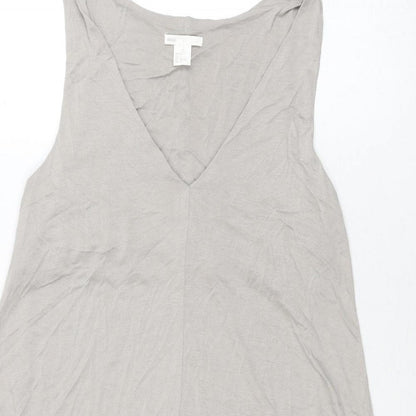 H&M Womens Grey Viscose A-Line Size S V-Neck Pullover