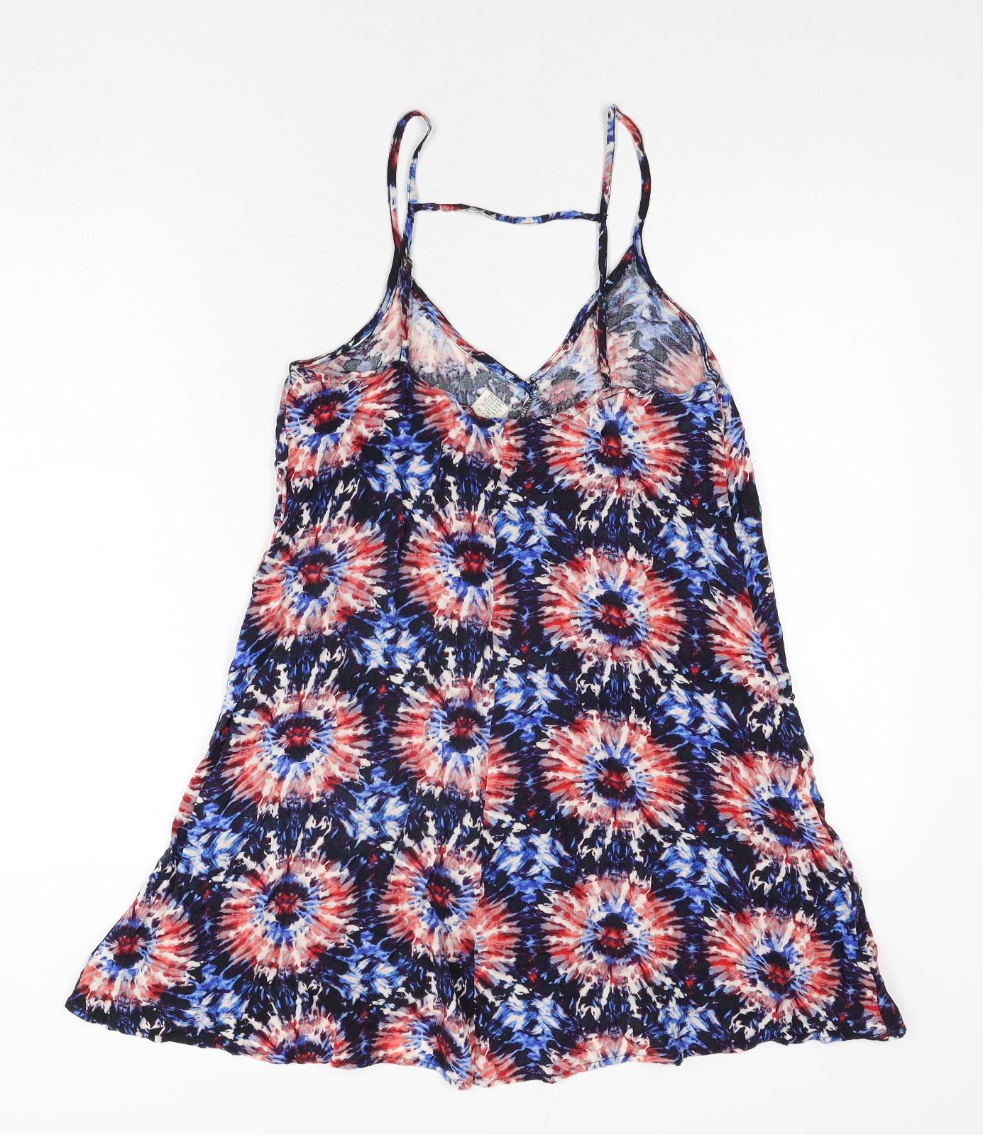 Mimi Chica Womens Multicoloured Tie Dye Viscose A-Line Size S V-Neck Pullover