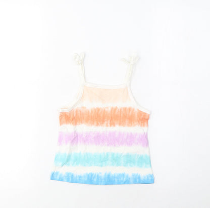 Marks and Spencer Girls Multicoloured Striped Cotton Camisole Tank Size 2-3 Years Square Neck Pullover