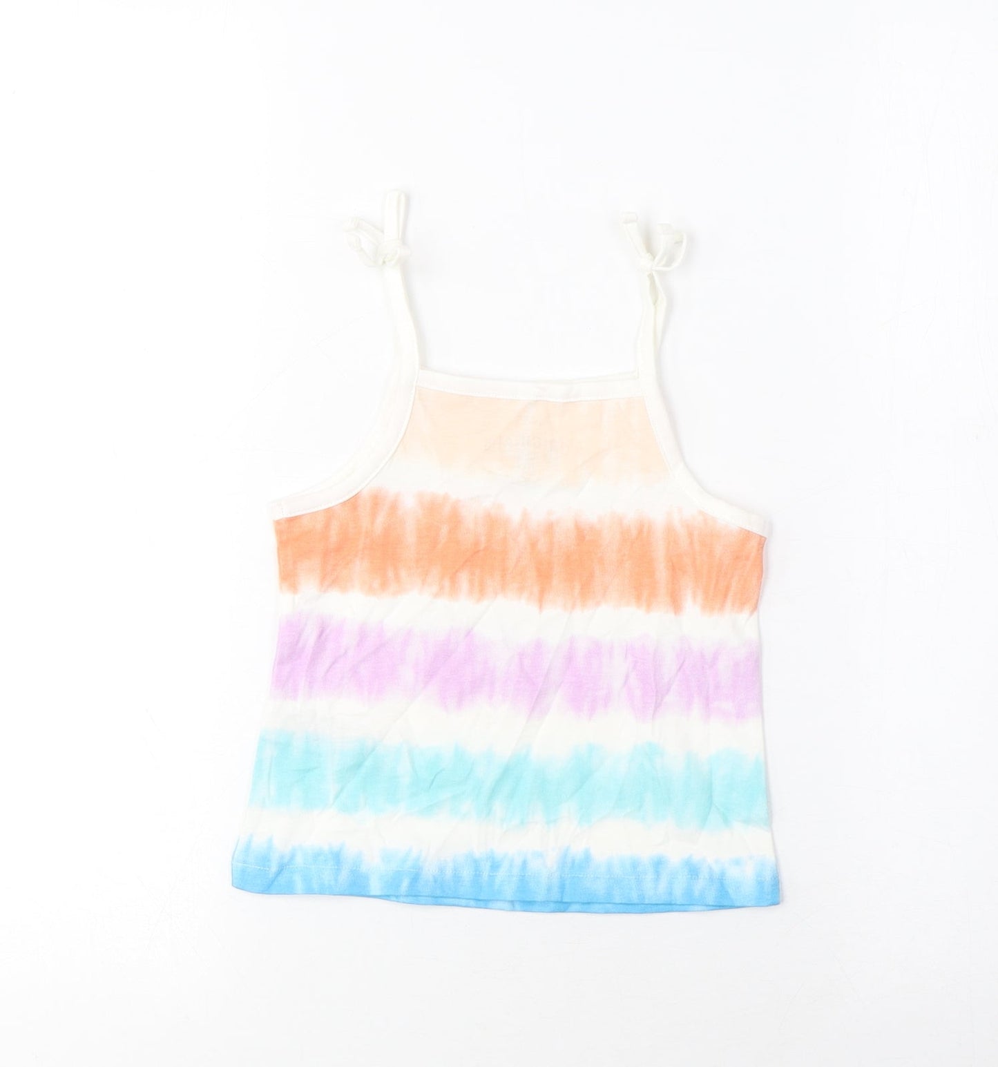 Marks and Spencer Girls Multicoloured Striped Cotton Camisole Tank Size 2-3 Years Square Neck Pullover