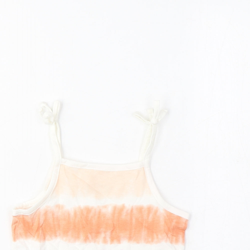 Marks and Spencer Girls Multicoloured Striped Cotton Camisole Tank Size 2-3 Years Square Neck Pullover