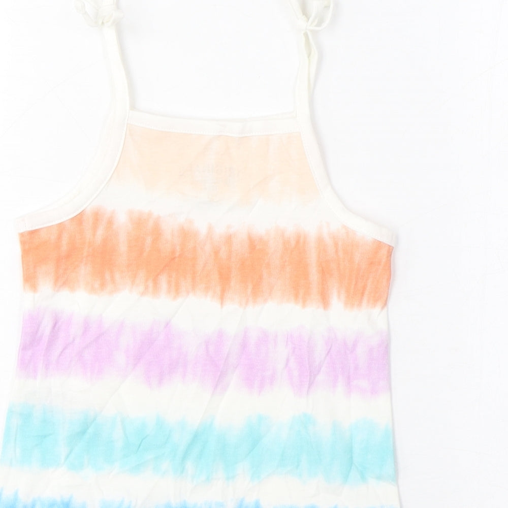 Marks and Spencer Girls Multicoloured Striped Cotton Camisole Tank Size 2-3 Years Square Neck Pullover