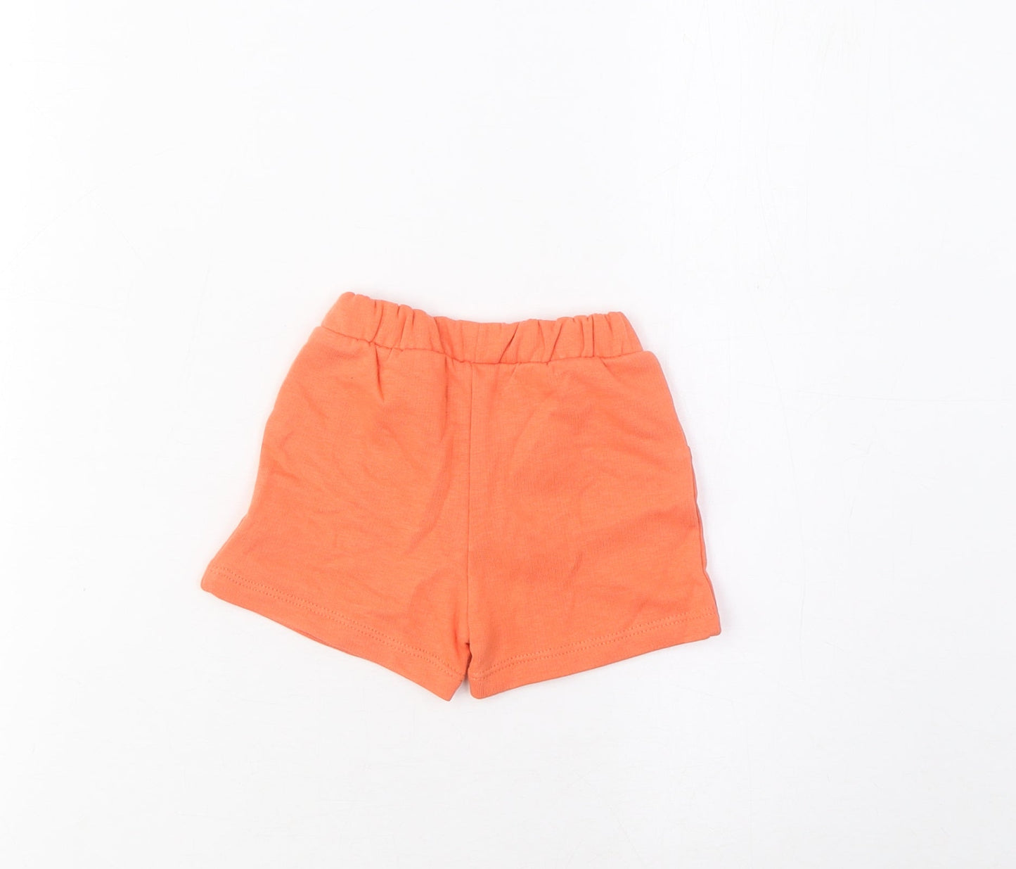 Marks and Spencer Boys Orange Cotton Cropped Trousers Size 0-3 Months Drawstring - Turtle