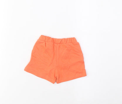 Marks and Spencer Boys Orange Cotton Cropped Trousers Size 0-3 Months Drawstring - Turtle