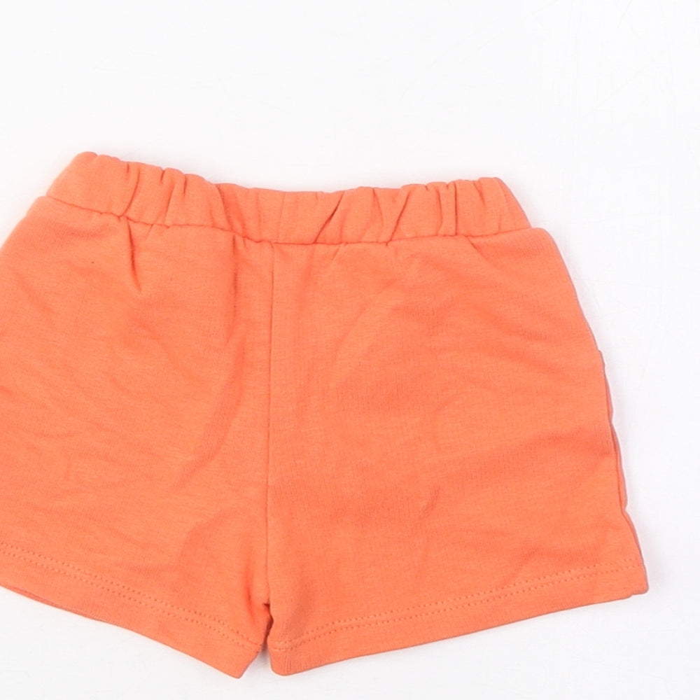 Marks and Spencer Boys Orange Cotton Cropped Trousers Size 0-3 Months Drawstring - Turtle