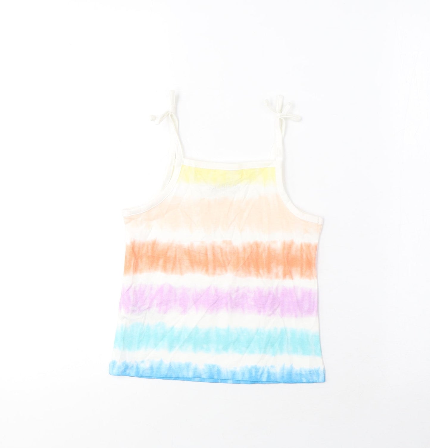 Marks and Spencer Girls Multicoloured Striped Cotton Camisole Tank Size 4-5 Years Square Neck Pullover