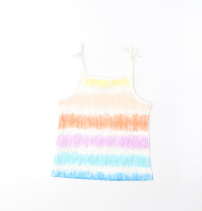 Marks and Spencer Girls Multicoloured Striped Cotton Camisole Tank Size 4-5 Years Square Neck Pullover