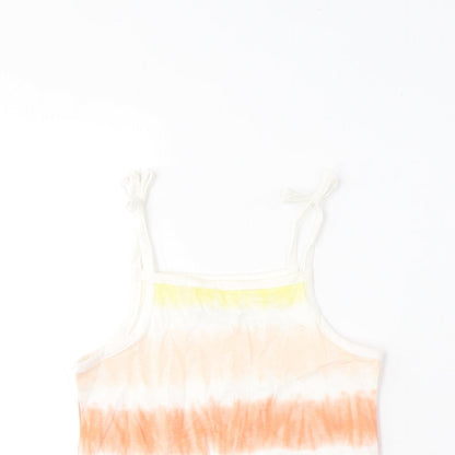Marks and Spencer Girls Multicoloured Striped Cotton Camisole Tank Size 4-5 Years Square Neck Pullover