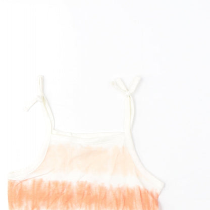 Marks and Spencer Girls Multicoloured Striped Cotton Cropped Tank Size 3-4 Years Square Neck Pullover