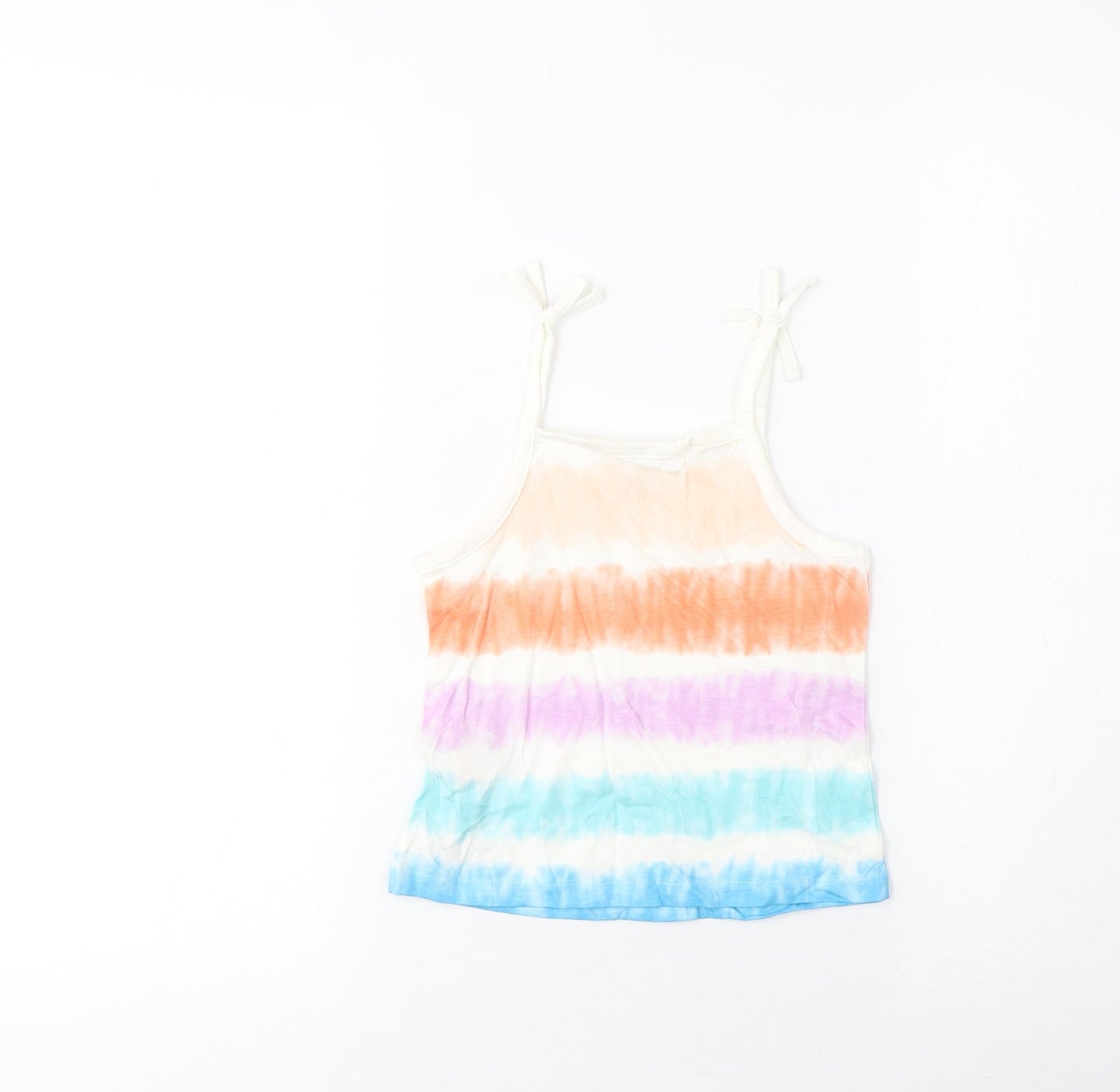 Marks and Spencer Girls Multicoloured Spotted Cotton Cropped Tank Size 2-3 Years Square Neck Pullover
