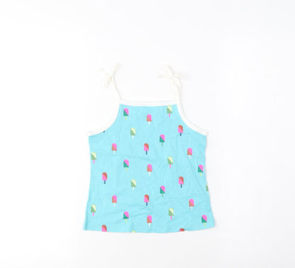 Marks and Spencer Girls Black Geometric Cotton Cropped Tank Size 3-4 Years Square Neck Pullover - Ice Lolly Print