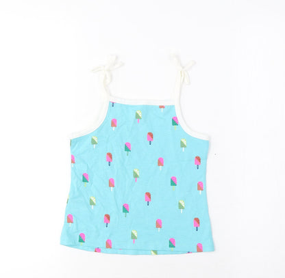 Marks and Spencer Girls Black Geometric Cotton Cropped Tank Size 3-4 Years Square Neck Pullover - Ice Lolly Print