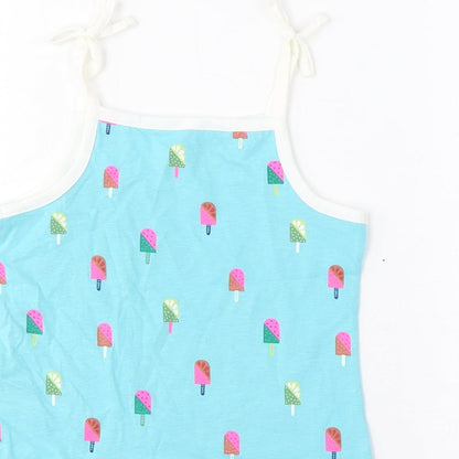 Marks and Spencer Girls Black Geometric Cotton Cropped Tank Size 3-4 Years Square Neck Pullover - Ice Lolly Print