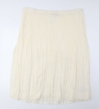 Marks and Spencer Womens Ivory Polyester A-Line Skirt Size 24 Zip - Pleated