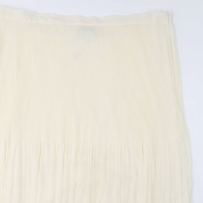 Marks and Spencer Womens Ivory Polyester A-Line Skirt Size 24 Zip - Pleated