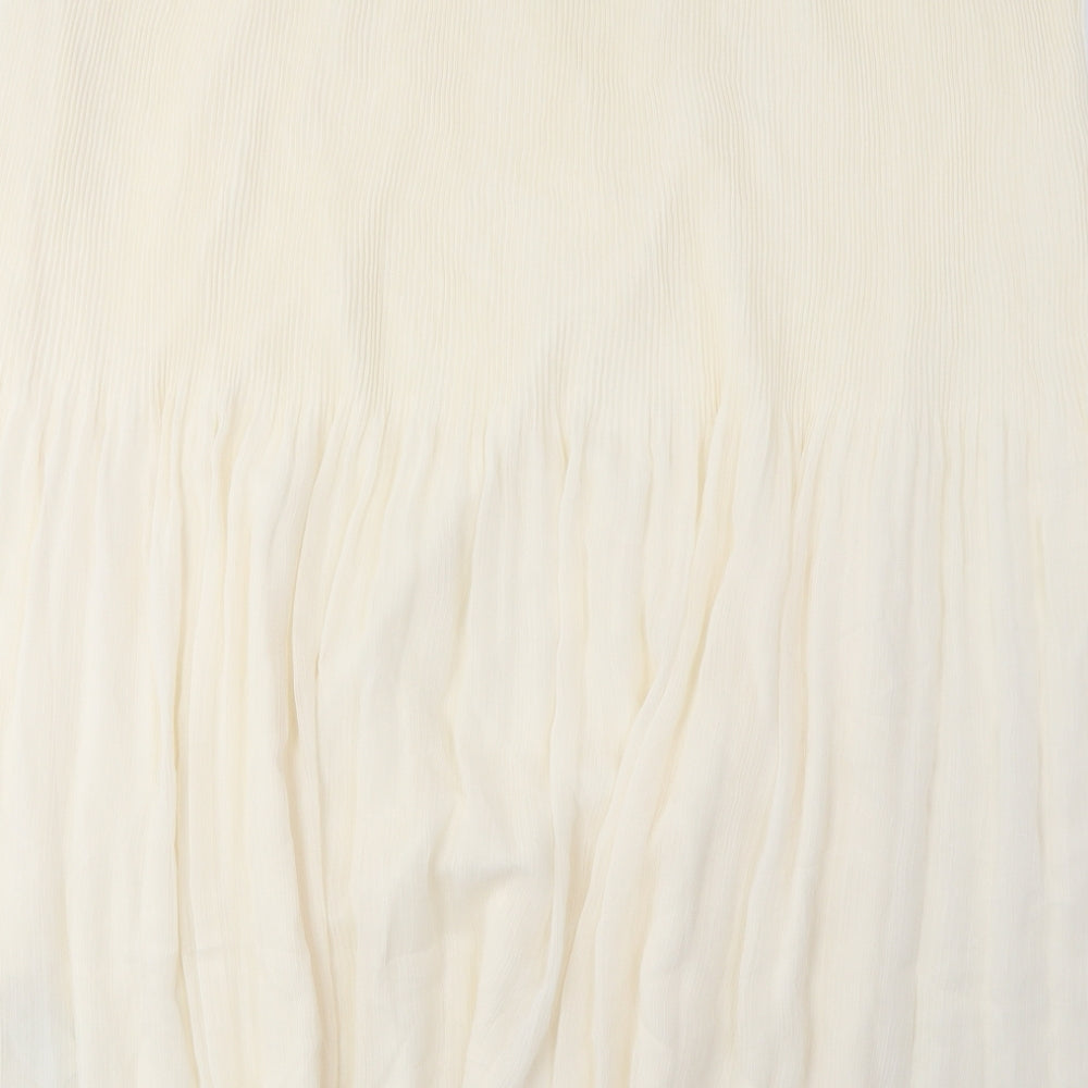 Marks and Spencer Womens Ivory Polyester A-Line Skirt Size 24 Zip - Pleated
