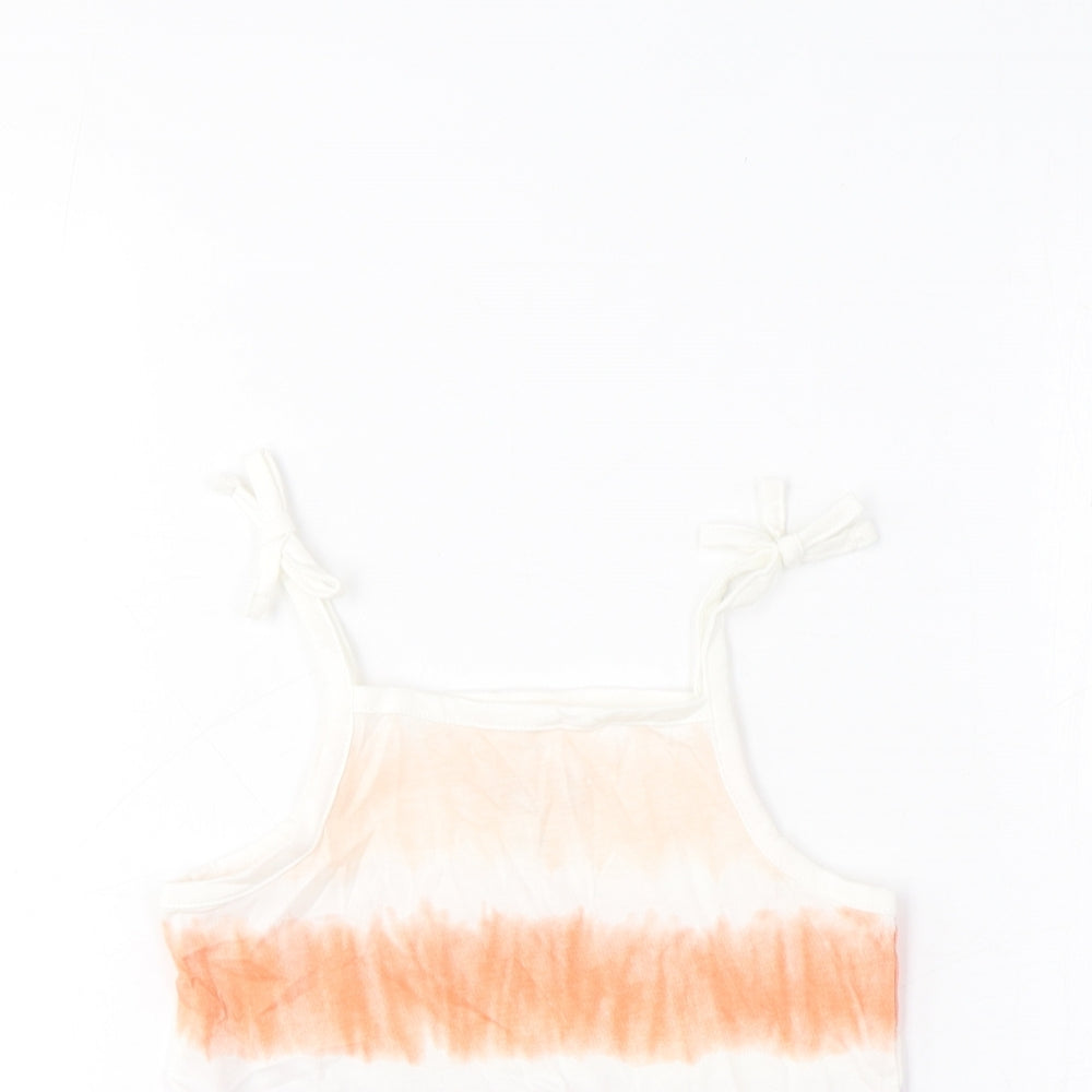 Marks and Spencer Girls Multicoloured Striped Cotton Cropped Tank Size 2-3 Years Square Neck Pullover