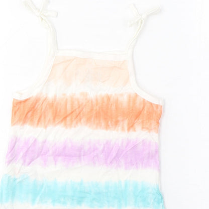 Marks and Spencer Girls Multicoloured Striped Cotton Cropped Tank Size 2-3 Years Square Neck Pullover