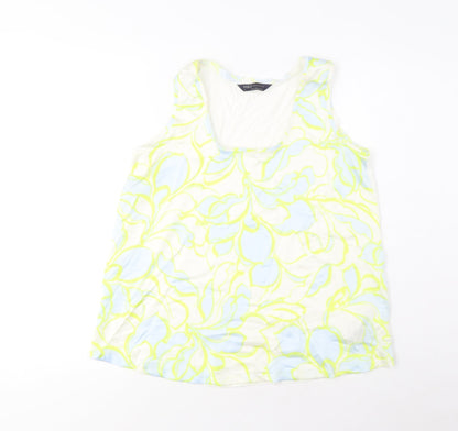 Marks and Spencer Womens Multicoloured Geometric Polyester Basic T-Shirt Size 6 Scoop Neck