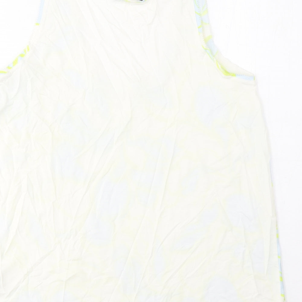 Marks and Spencer Womens Multicoloured Geometric Polyester Basic T-Shirt Size 6 Scoop Neck