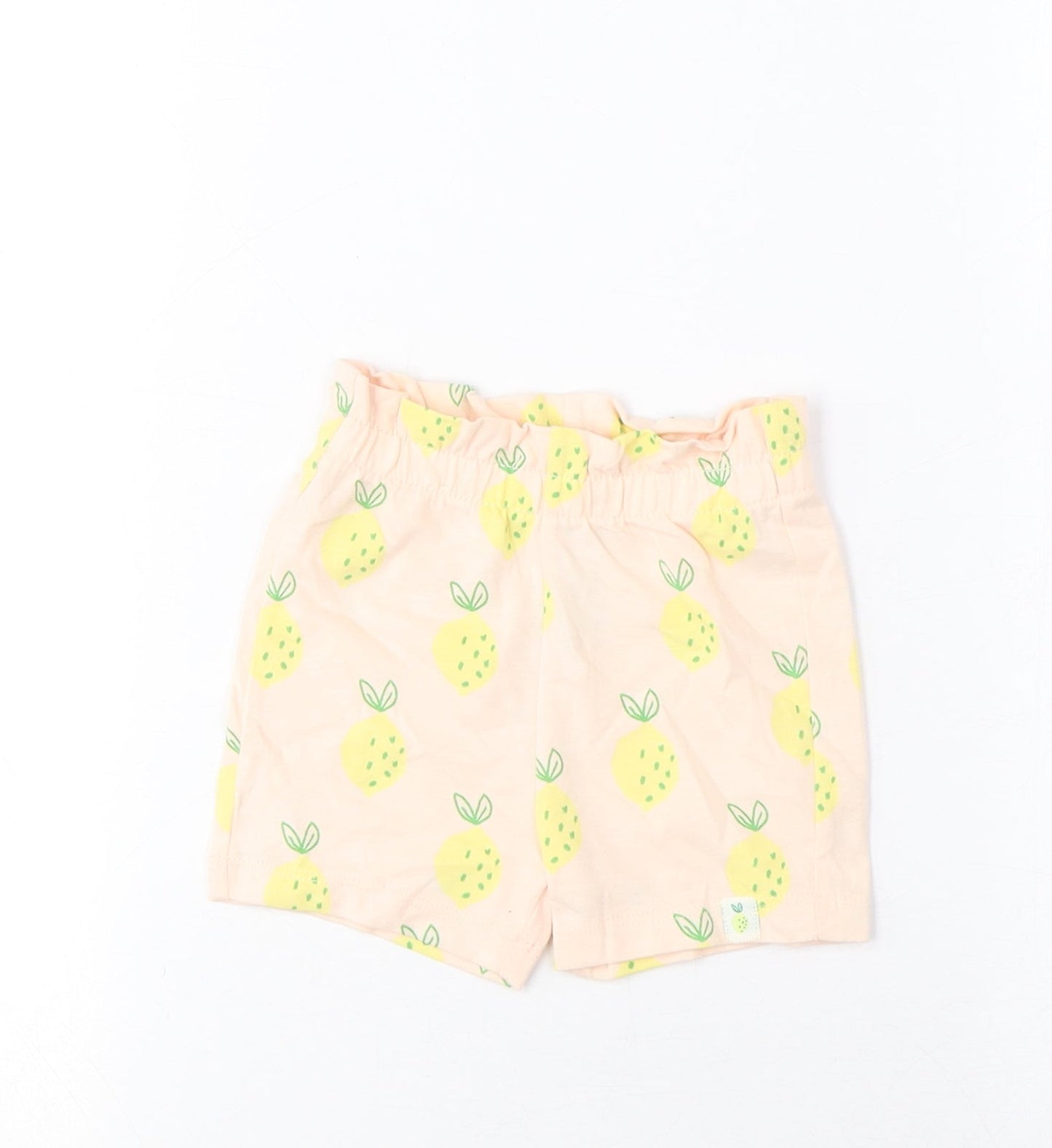 Marks and Spencer Girls Pink Geometric Cotton Cropped Trousers Size 3-6 Months Pullover - Lemon Print