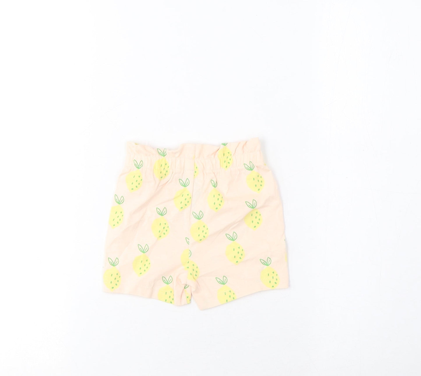 Marks and Spencer Girls Pink Geometric Cotton Cropped Trousers Size 3-6 Months Pullover - Lemon Print