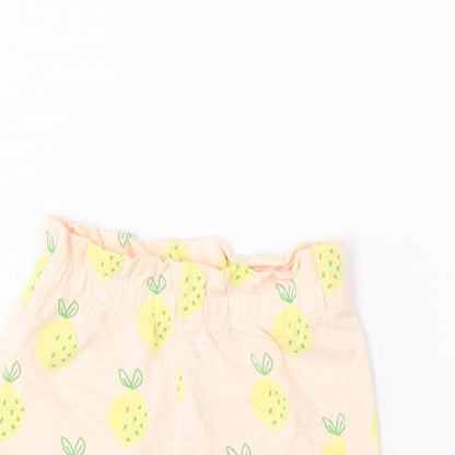 Marks and Spencer Girls Pink Geometric Cotton Cropped Trousers Size 3-6 Months Pullover - Lemon Print
