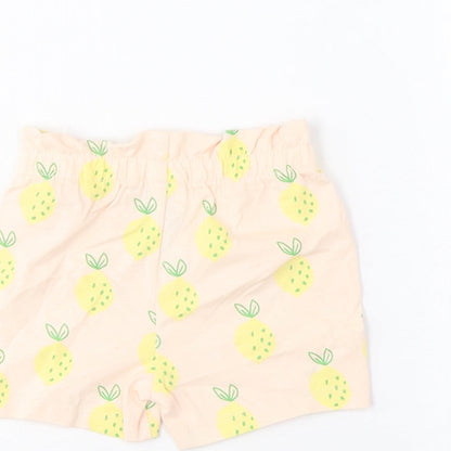 Marks and Spencer Girls Pink Geometric Cotton Cropped Trousers Size 3-6 Months Pullover - Lemon Print