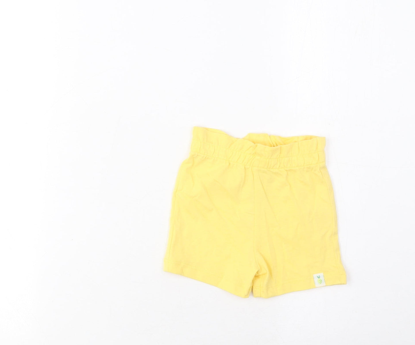 Marks and Spencer Girls Yellow Cotton Cropped Trousers Size 3-6 Months Pullover - Lemon