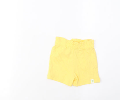 Marks and Spencer Girls Yellow Cotton Cropped Trousers Size 3-6 Months Pullover - Lemon