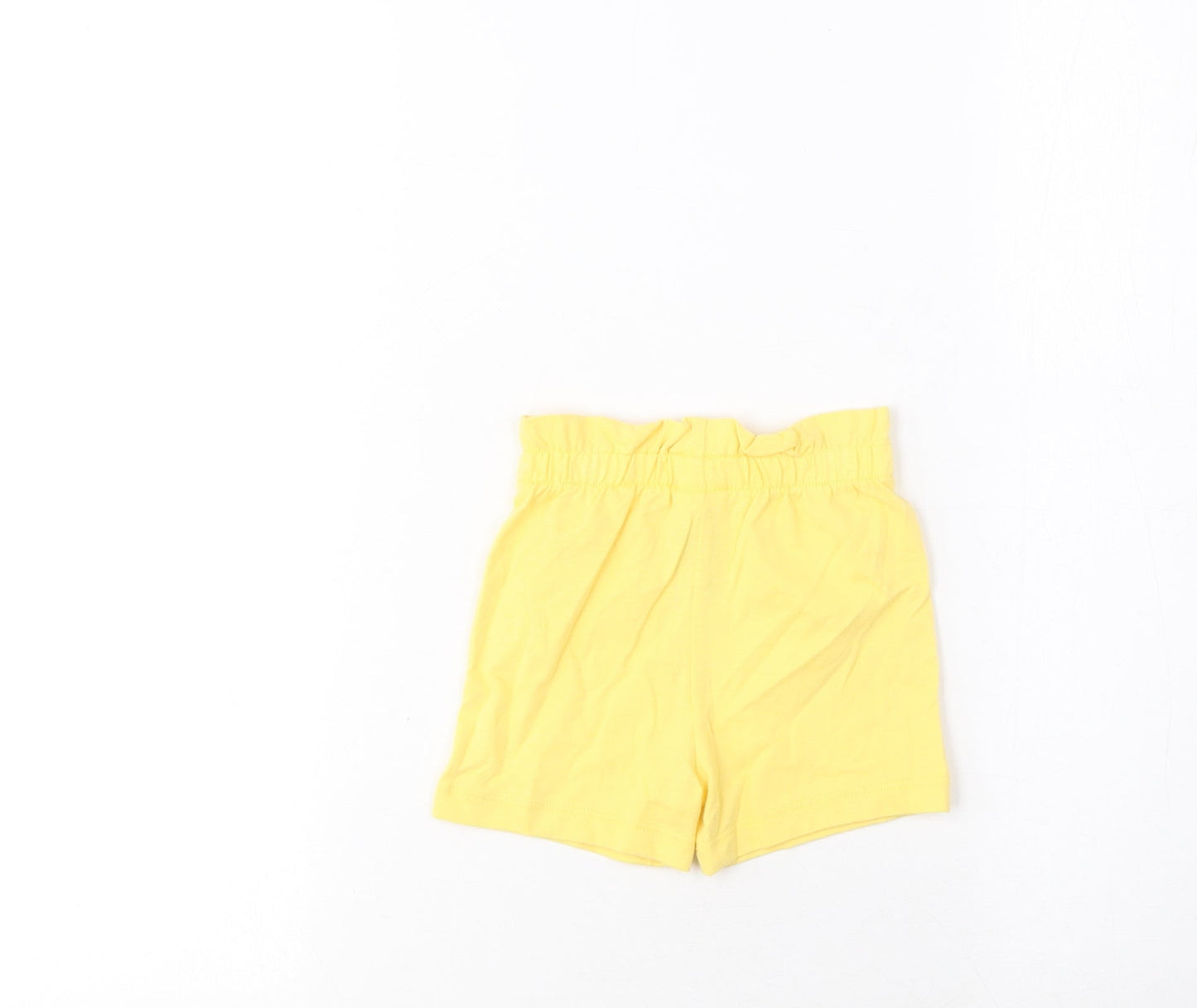 Marks and Spencer Girls Yellow Cotton Cropped Trousers Size 3-6 Months Pullover - Lemon