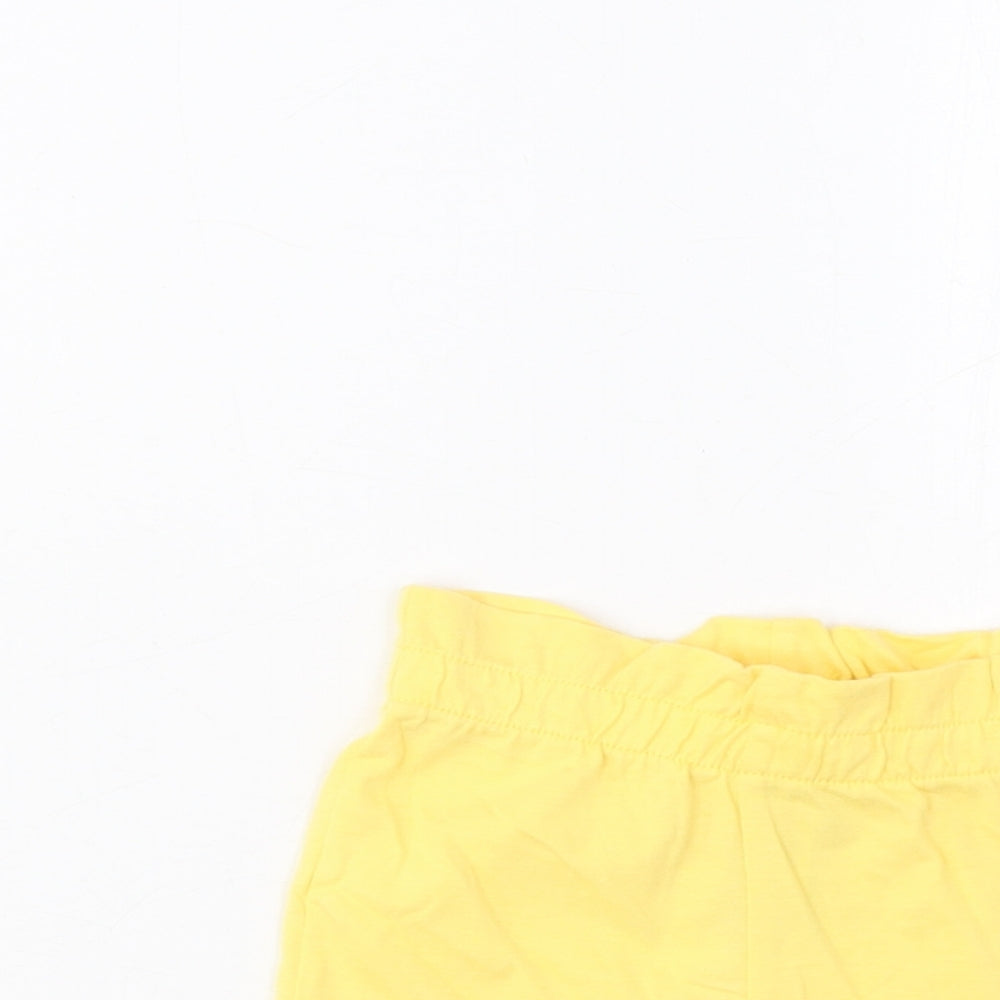 Marks and Spencer Girls Yellow Cotton Cropped Trousers Size 3-6 Months Pullover - Lemon