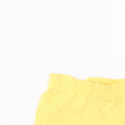 Marks and Spencer Girls Yellow Cotton Cropped Trousers Size 3-6 Months Pullover - Lemon