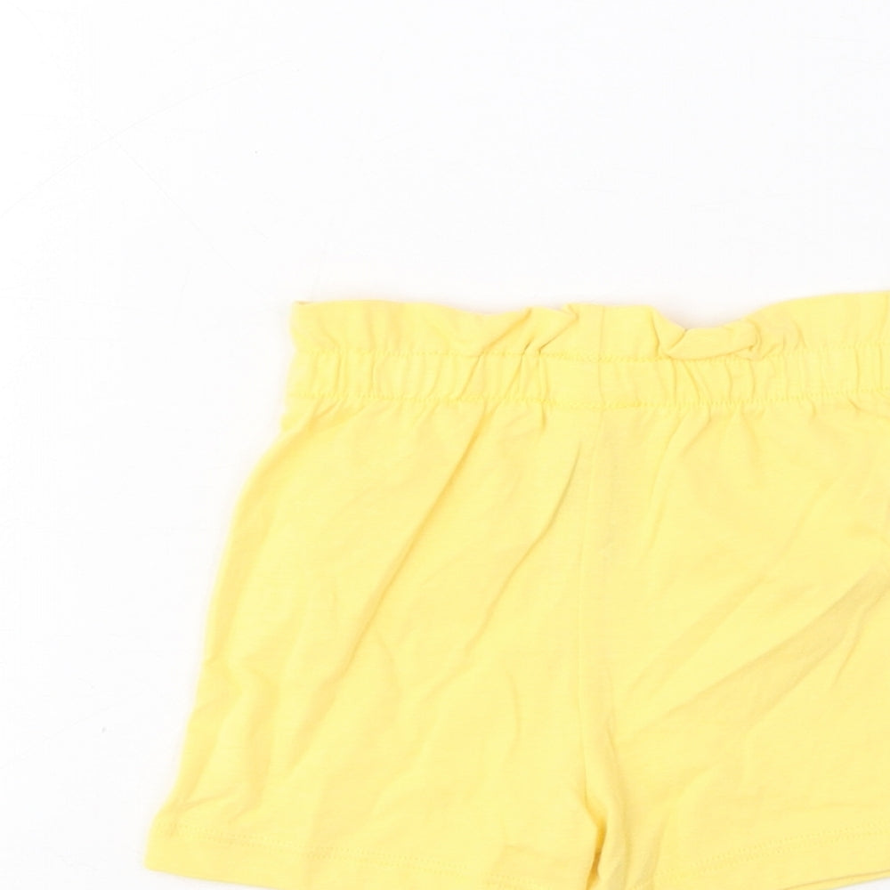 Marks and Spencer Girls Yellow Cotton Cropped Trousers Size 3-6 Months Pullover - Lemon