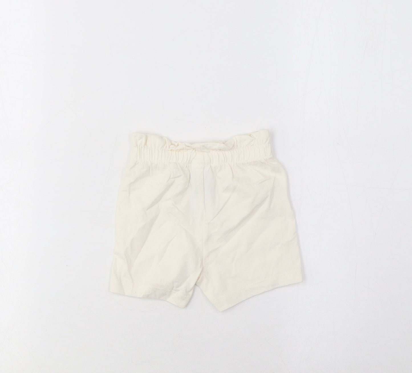 Marks and Spencer Girls Ivory Cotton Cropped Trousers Size 3-6 Months Pullover - Lemon