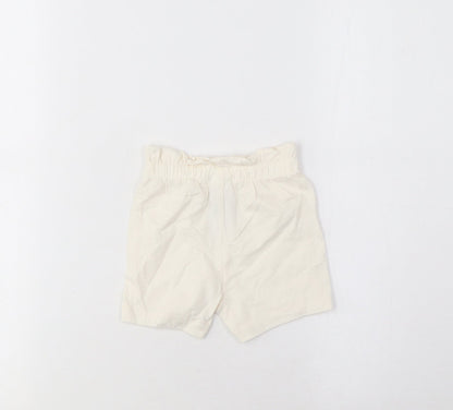 Marks and Spencer Girls Ivory Cotton Cropped Trousers Size 3-6 Months Pullover - Lemon