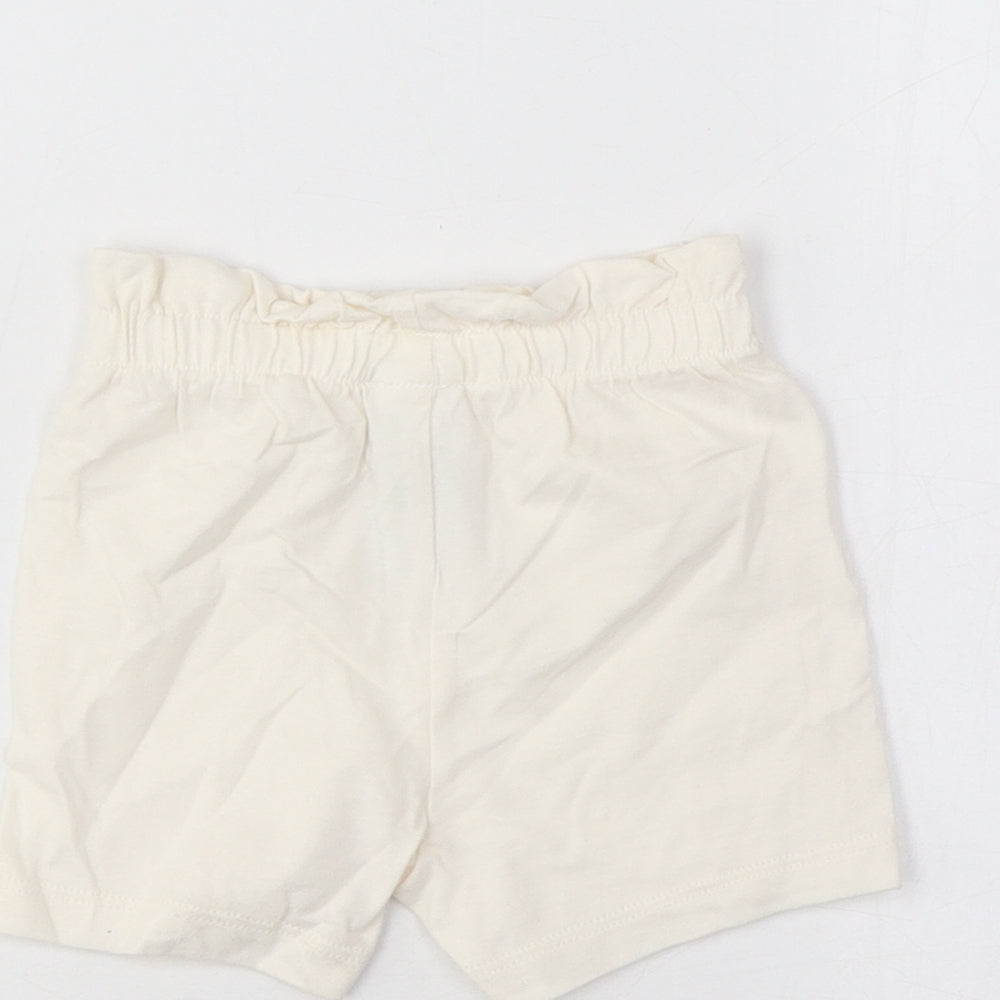Marks and Spencer Girls Ivory Cotton Cropped Trousers Size 3-6 Months Pullover - Lemon